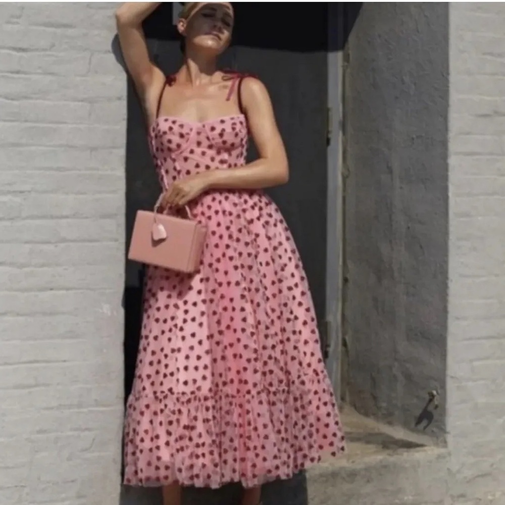 NWT Betsey Johnson Viral Heart Print VALENTINES DAY Dress in Pale Pink Trending - Picture 5 of 13